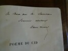 Poème du Cid, texte espagnol accompagné d'unetraduction française, de notes, d'un vocabulaire et d'une introduction par Damas Hinard.. Hinard, Damas.