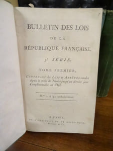 Bulletin des lois de la république. 3ème série. Tomes 1 à Tome 8. Numéros 1 à 317.