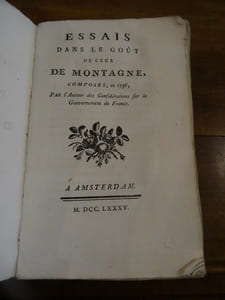 Essais dans goût de ceux de Montagne, composés en 1736.