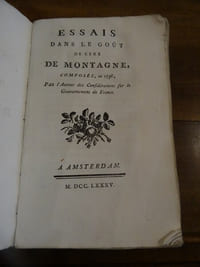 Essais dans goût de ceux de Montagne, composés en 1736.