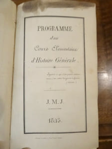 Programme d'un cours élémentaire d'Histoire générale de 1843.