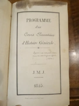 Programme d'un cours élémentaire d'Histoire générale de 1843.. undefined
