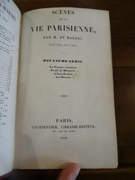 Scènes de la vie parisienne. Deuxième série. La Femme vertueuse - Profil de marquise - l'Interdiction - Les Marana.. Balzac, Honoré de.