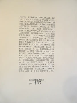 Lettres d'une religieuse portugaise, ...Et tout le reste n'est rien.. Aveline Claude