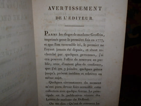 Eloges de madame Geoffrin, contemporaine de madame du Deffand par MM. Morellet, Thomas et D'Alembert; suivis de lettres de madame Geoffrin et à madame ...