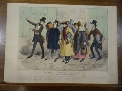 Un mois à Londres pour vingt guinées. "Chaque voyageur sera nourri de plaisir ! et recevra des billets de faveur pour entrer dans les endroits publics, et dans les théâtres qui sont fermés; on leur fera voir le jour à midi, l'eau de la Tamise, et les étoiles les plus remarquables ! avant le départ, l'administration pèsera les souscripteurs, ceux qui auraient maigri pendant le mois auront droit à une indémnité".