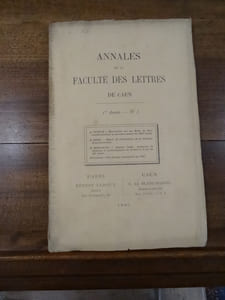 Annales de la faculté des lettres de Caen 1ère année N°1.