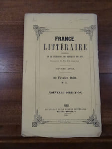 France Littéraire, journal de la littérature, des sciences et des arts. février 1840 n°5.