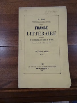France Littéraire, journal de la littérature, des sciences et des arts. 20 mars 1840 n°8.. undefined