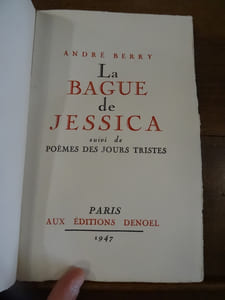 La Bague de Jessica suivi de Poèmes des jours tristes.