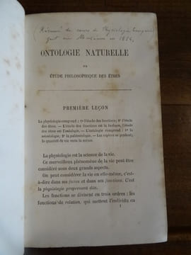 Ontologie naturelle ou étude philosophique des êtres. Suivi de "Histoire des travaux de Georges Cuvier" par P. Flourens.. Flourens, P.