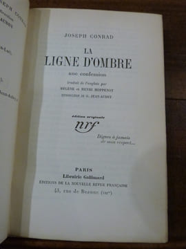 La Ligne d'ombre, une confession. Traduit de l'anglais par Hélène et Henri Hoppenot. Introduction de G. Jean-Aubry.
. Conrad, Joseph.