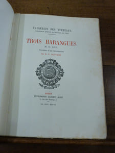 Trois Harangues M.D.XCV. Précédées d'une introduction par R.N. Sauvage.

