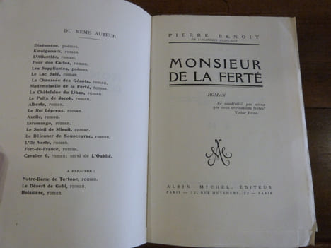 Monsieur de la Ferté.. Benoit, Pierre.