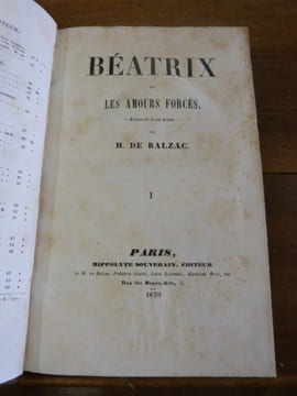 Béatrix ou les amours forcés.. Balzac, Honoré de.