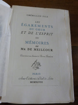 Les Egarements du coeur et de l'esprit ou Mémoires de Mr Meilcour.
. Crébillon fils.