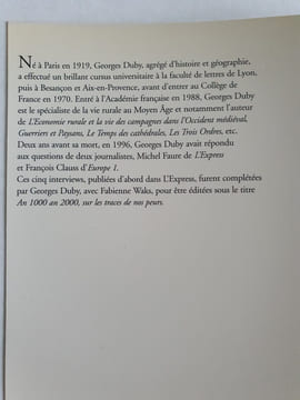 An 1000 An 2000 - Sur les traces de nos peurs. DUBY Georges