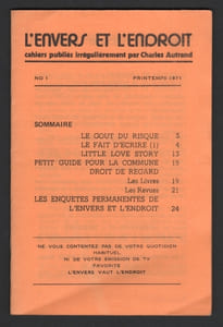 L’ENVERS ET L’ENDROIT, cahiers publiés irrégulièrement, puis bimestriels, par Charles Autrand (collection complète).
