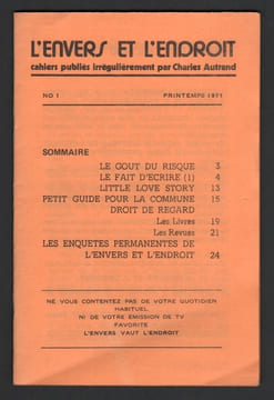 L’ENVERS ET L’ENDROIT, cahiers publiés irrégulièrement, puis bimestriels, par Charles Autrand (collection complète).. AUTRAND Charles et collectif