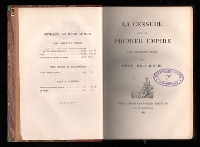 LA CENSURE SOUS LE PREMIER EMPIRE