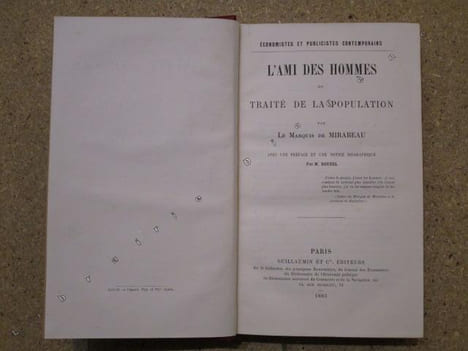 L'ami des hommes ou traité de la population.. MIRABEAU (Victor de Riquetti, Marquis de) et QUESNAY François.