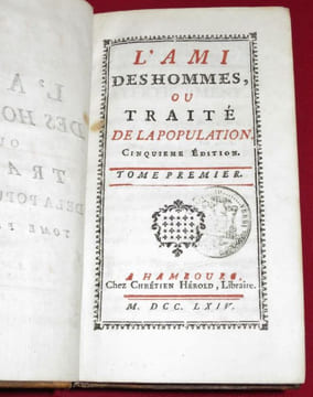 L'Ami des Hommes, ou Traité de la Population (6 volumes).. MIRABEAU, Victor Riquetti, marquis de Mirabeau - QUESNAY, François.