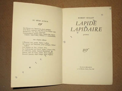 Lapidé lapidaire, poèmes.