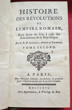 Histoire des Révolutions de l'Empire Romain pour servir de suite à celle des Révolutions de la République (2 volumes).. LINGUET Simon-Nicolas-Henri