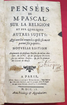 Pensées de Monsieur Pascal sur la Religion & sur quelques autres Sujets. Nouvelle édition, Augmentée de plusieurs Pensées, de sa Vie & de quelques ...