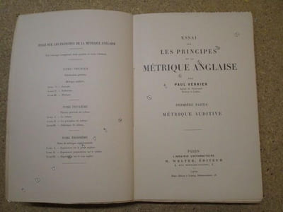 Essais sur les principes de la métrique anglaise : métrique auditive, théorie générale du rythme, notes de métrique expérimentale (3 volumes).