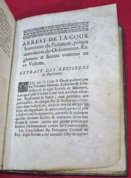 Ordonnances, Reglemens et Statuts des Arts et Metiers de la Cité Royale de BESANCON.. undefined