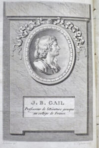 Odes d'ANACREON, Traduites en François (français), Avec le texte grec, la version latine, des notes critiques, et un discours sur la musique grecque ; par J.B. GAIL, Professeur de Littérature Grecque au Collège de France. Nouvelle Edition, ornée d'estampes, et d'odes grecques mises en musique par Méhul et Chérubin (4 volumes).
