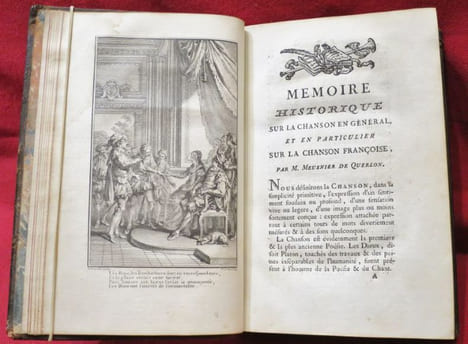 Anthologie Françoise (française) ou Chansons choisies, depuis le 13e siècle jusqu'à présent. Mémoire Historique sur la Chanson en Général et en ...