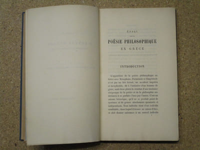 Essai sur la poésie philosophique en Grèce : Xénophane, Parménide, Empédocle.
