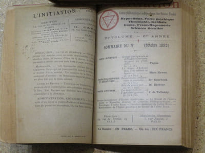 L'INITIATION, revue philosophique des Hautes Etudes : hypnotisme, force psychique, théosophie, kabbale, gnose, franc-maçonnerie, sciences occultes. N°12 (septembre 1893), N°1 (octobre 1893), N°2 (novembre 1893) et N°3 (décembre 1893).