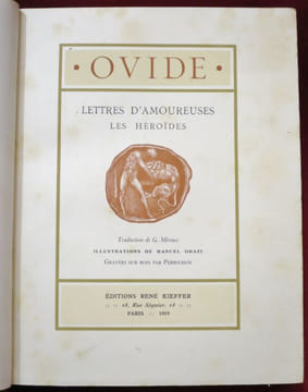 Lettres d'Amoureuses. Les Héroïdes. Traduction de G. Miroux. Illustrations de Manuel Orazi gravées sur bois par Perrichon.. OVIDE, (Publius Ovidius ...