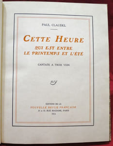 Cette Heure qui est entre le Printemps et l'Eté. Cantate à trois voix.