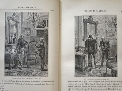Michel Strogoff, de Moscou à Irkoutsk, suivi de Un drame au Mexique. Dessins de J. Férat, gravés par Ch. Barbant.. VERNE, Jules.