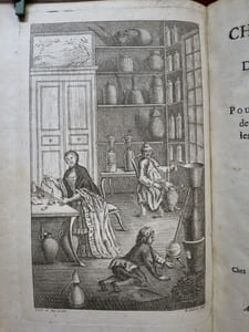 Chymie (chime) du Gout et de l'Odorat, ou Principes Pour composer facilement, & à peu de frais, les Liqueurs à boire, & les Eaux de senteurs. Avec Figures. 