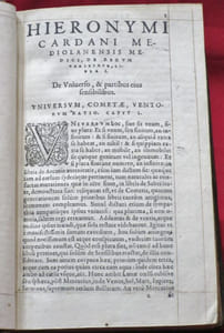 HIERONYMI CARDANI MEDIOLANENSIS, Medici, De Rerum Varietate libri XVII (De la variété des choses). Post alias omnes editiones, nunc recogniti, castigati, infinitisque mendis repurgati. Accessit Capitum, Rerum, ac Sententiarum notatu dignissimarum, INDEX amplissimus.