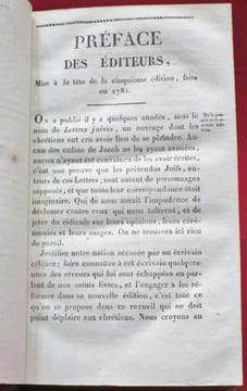LETTRES de QUELQUES JUIFS, Portugais, Allemands et Polonais, à M. DE VOLTAIRE, avec un petit commentaire, extrait d'un plus grand, à l'usage de ceux ...
