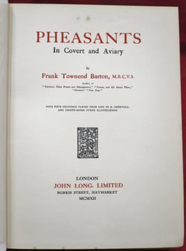 Pheasants in covert and aviary.. BARTON, Townend Frank.