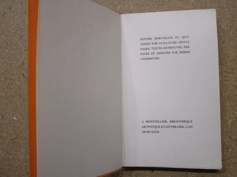 Petites merveilles du quotidien.. APOLLINAIRE Guillaume