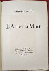 L'Art et la Mort. Avec un frontispice de Jean de Bosschère.