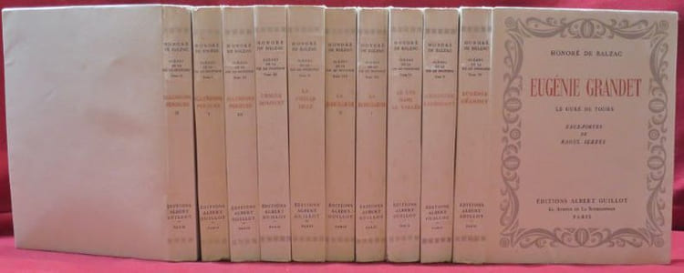 Oeuvres complètesScènes de la vie Militaire : Les Chouans, (1 volume)Scènes de la vie de Campagne : Les Paysans - Le Curé de Village - Le Médecin de campagne (3 volumes).Scènes de la vie Parisiennes : La Cousine Bette (2 tomes) - Le Père Goriot - César Birotteau -, Splendeurs et misères des Courtisanes (2 tomes) - Le cousin Pons - Histoire des Treize (Ferragus, La Duchesse de Langeais, La Fille aux Yeux d'Or), Les Employés (Sarrasin, Gaudissart II, Facino Cane), La Maison Nucingen ( Les Comédiens sans le savoir, Les secrets de la Princesse de Cadignan, Un homme d'affaires, Un Prince de la Bohème) - Les Petits Bourgeois (2 tomes.) (12 volumes)Scènes de vie Politique : Une ténébreuse affaire - L'Envers de l'Histoire Contemporaine - Le Député d'Arcis (2 tomes) (4 volumes).Scènes de la vie privée : La Maison du chat qui pelote (Le Bal de Sceaux, Une fille d'Eve) - Le Colonel Chabert (Gobseck, La Bourse, La Grenadière, L'Interdiction) - La Femme de trente ans (La femme abandonnée, La messe de l'athée, Le message). - Honorine (La Paix du ménage, Madame Firmiani, La Vendetta, La grande Bretèche) - Beatrix - Le Contrat de mariage (Albert Savarus, Etude de Femme) - Un début dans la vie (Une double Famille, Pierre Grassou) - Modeste Mignon - Mémoires de deux Jeunes-Mariés (La fausse maîtresse) (9 volumes) Scènes de la vie de Province : La Rabouilleuse (2 tomes) - Les Illlusions perdues (3 tomes) - Eugénie Grandet - L'Illustre Gaudissart - Le Lys dans la Vallée - Ursule Miroue - La vieille fille (10 volumes) Etudes Philosophiques : La peau de chagrin - La Recherche de l'absolu, Le Chef-d'Oeuvre inconnu - L'enfant maudit (Massimilla Doni, Un drame au bord de la mer, Le Réquisitionnaire) - Les Marana (L'auberge rouge, Adieu, Maitre Cornélius) - Gambara (Jésus-Christ en Flandres, Melmoth réconcilié, Les Proscrits, L'Elixir de longue vie, El verdugo) - Sur Catherine de Médicis - Louis Lambert (7 volumes). Etudes Analytiques : Physiologie du Mariage ou Méditations de philosophie éclectique sur le bonheur et le malheur conjugal - Petites misères de la vie conjugale, (Une rue de Paris et son habitat) (2 volumes).Les contes drolatiques (2 tomes).