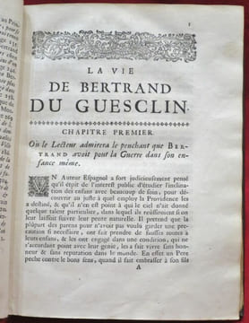 Memoires contenant la vie de Bertrand Du Guesclin, Connetable de France, qui par sa valeur à retably un Prince Catholique dans ses Etats. Où l'on ...