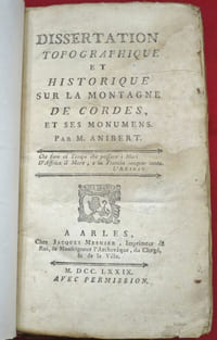 Dissertation Topographique et Historique sur la Montagne de Cordes et ses Monumens (monuments). Par M. ANIBERT.