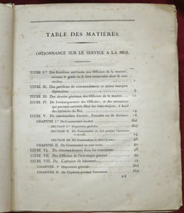 Ordonnance du Roi sur le Service des Officiers, des Elèves et des Maîtres à bord des batimens (Bâtiments) de la Marine Royale.
