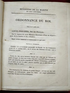 Ordonnance du Roi sur le Service des Officiers, des Elèves et des Maîtres à bord des batimens (Bâtiments) de la Marine Royale.