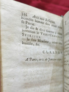 Avis important aux refugiez (refugies), sur leur prochain retour en France, donné pour Etrennes à l'un d'eux en 1690. Par Monsieur C.L.A.A.P.D.P.. ...